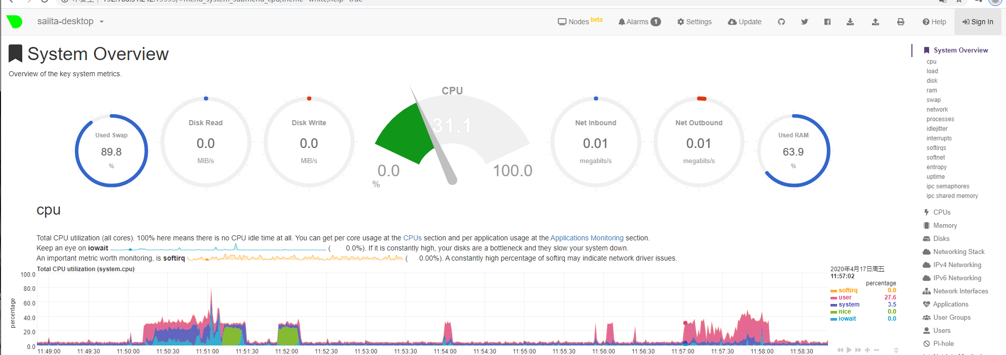 Ubuntu安装netdata系统监控