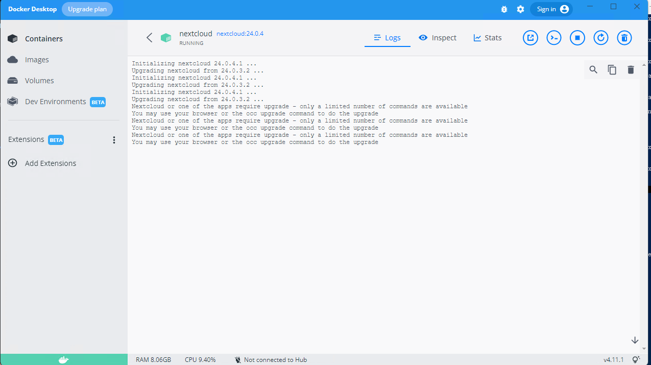 Nextcloud +You may use your browser or the occ upgrade command to do the upgrade