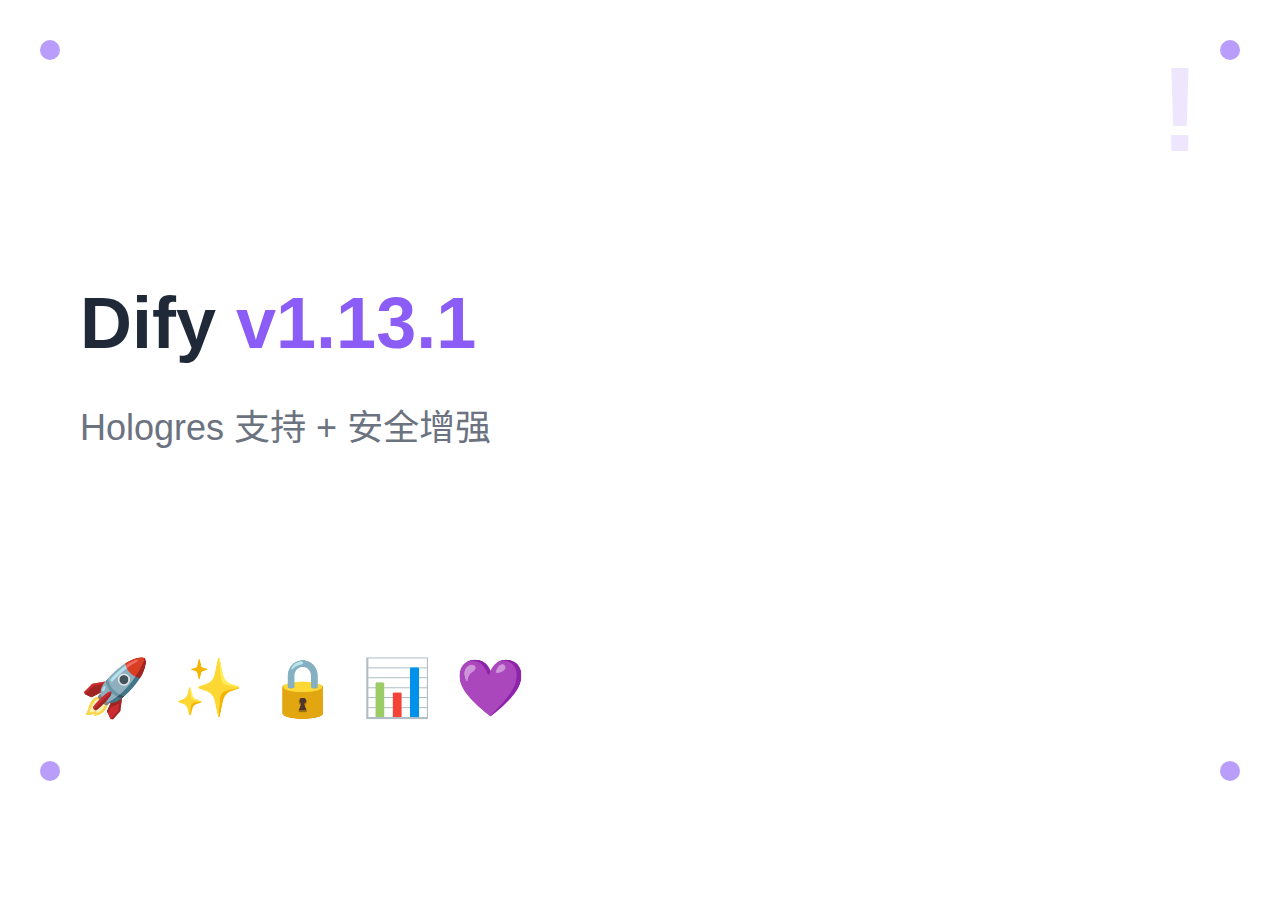Dify v1.13.1：Hologres 支持 + 安全增强