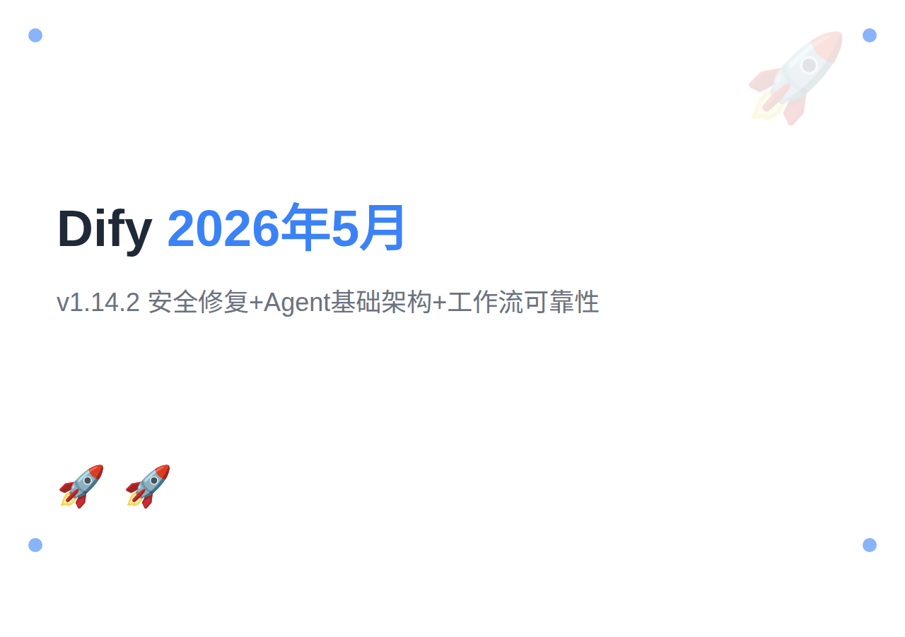 Dify 2026年5月更新:v1.14.2+安全修复+Agent基础架构+工作流可靠性