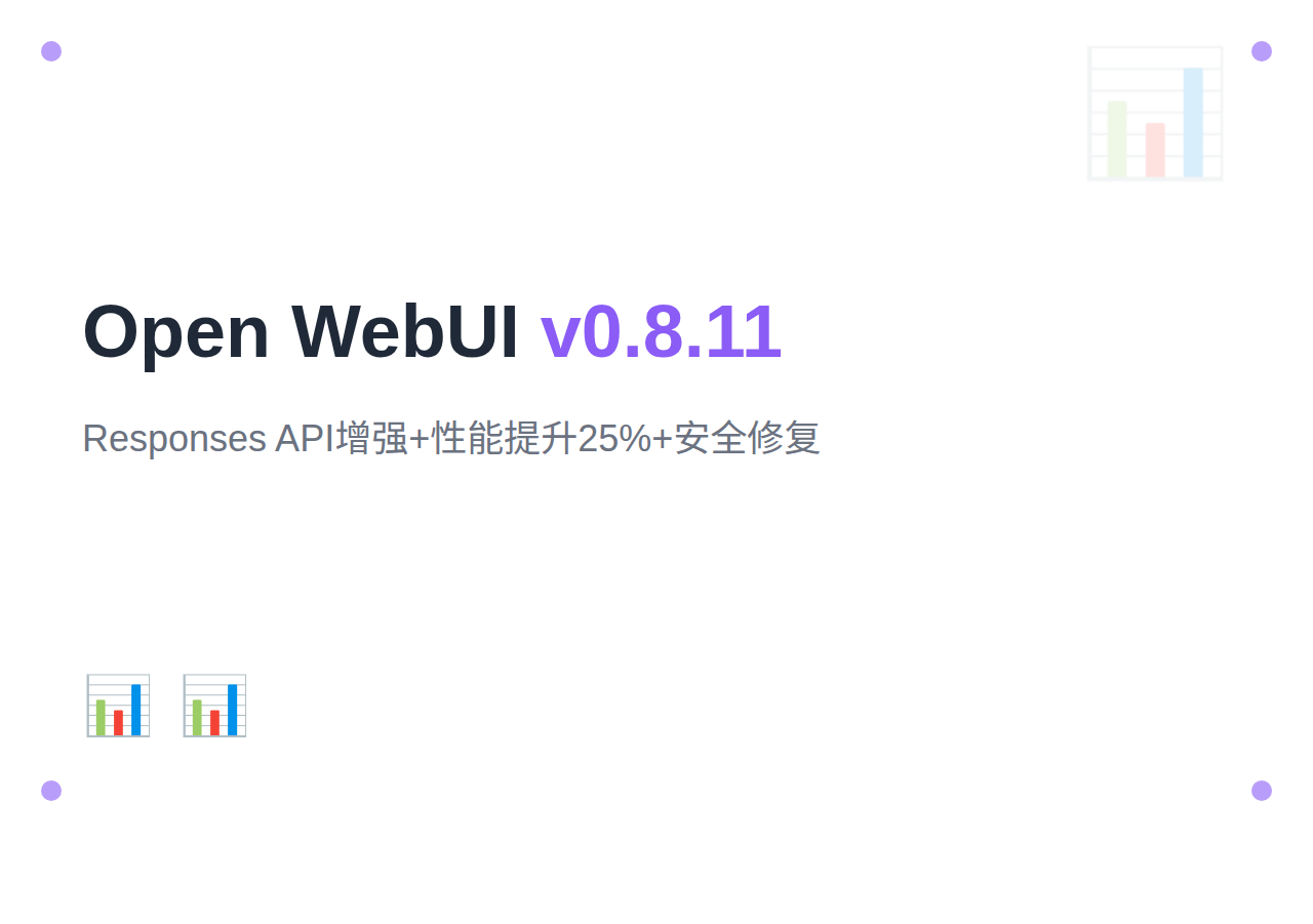 Open WebUI v0.8.11：Responses API 增强 + 性能提升 25% + 安全修复
